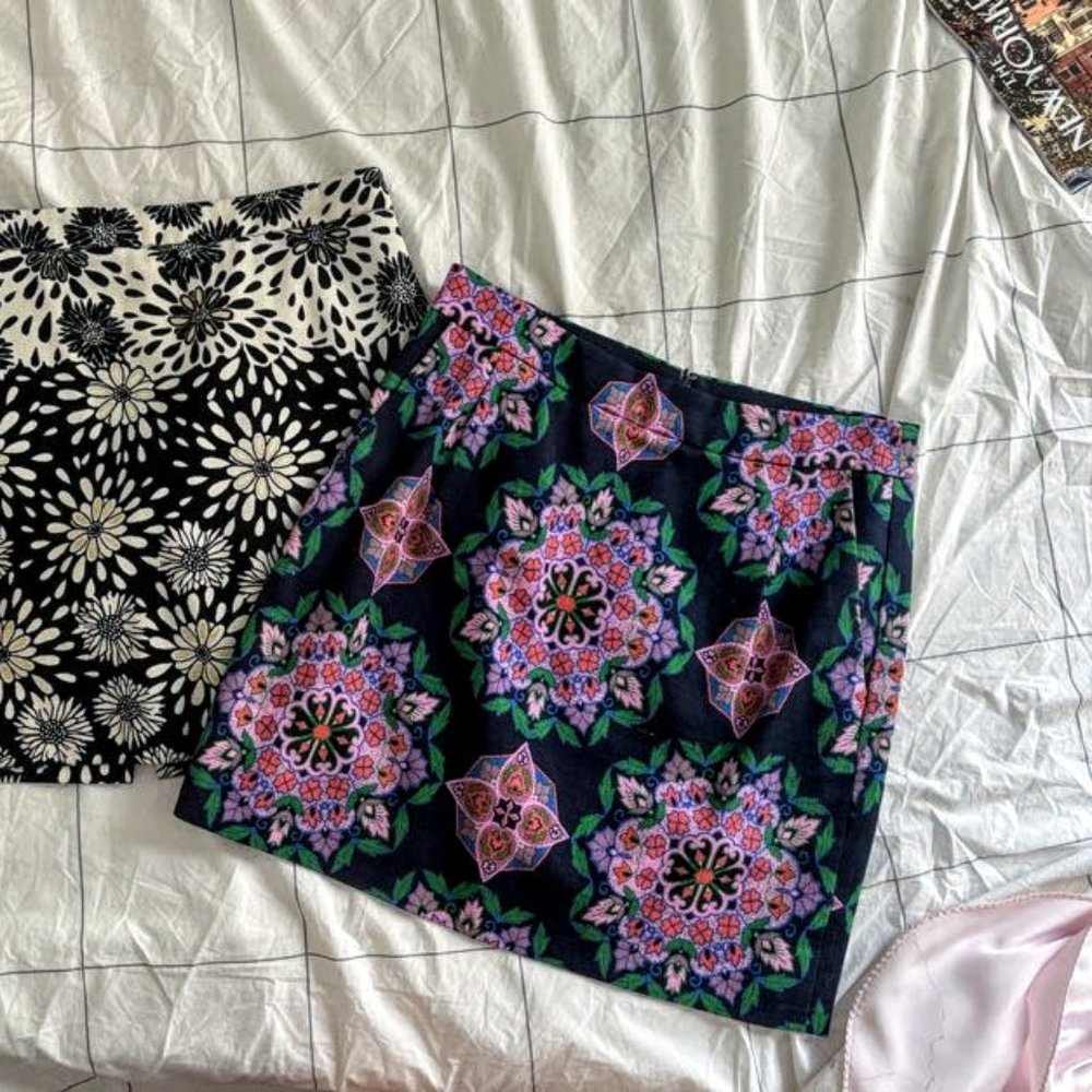 J Crew vibrant jacquard mini skirt